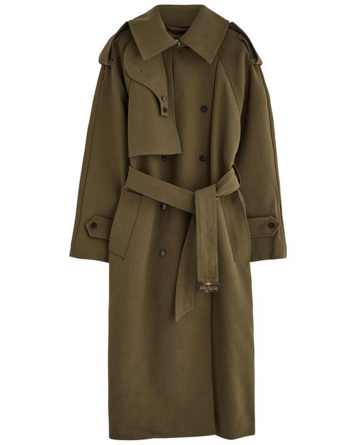 Day Birger et Mikkelsen Green Lynn Belted Woven Trench Coat