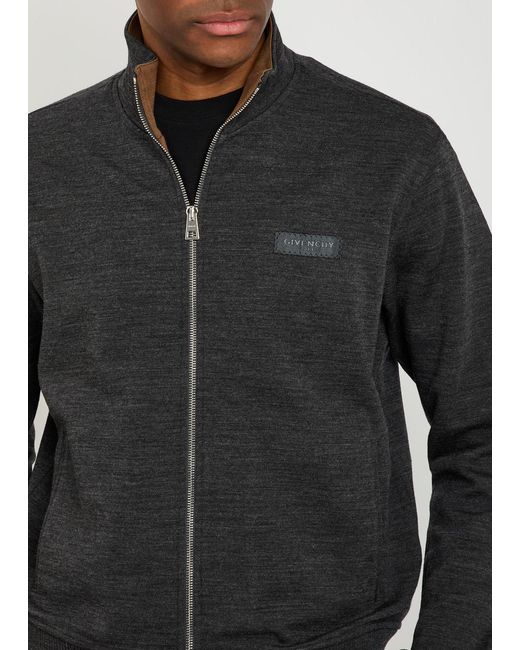 Givenchy Black Logo-Appliquéd Wool-Blend Track Sweatshirt for men