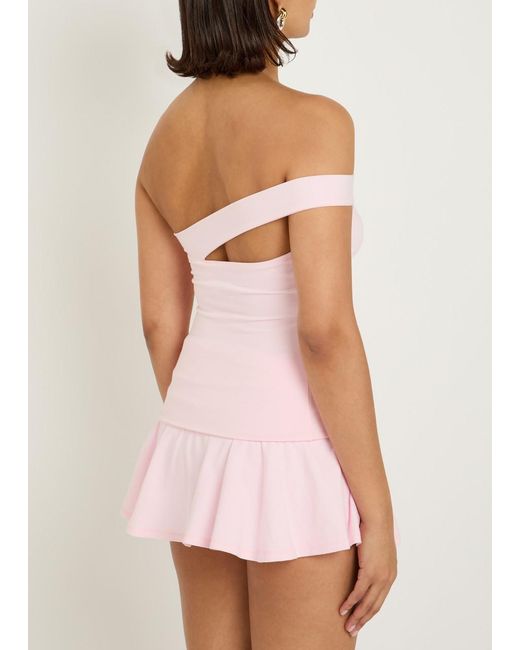 Skims Pink Asymmetric Stretch-Cotton Top