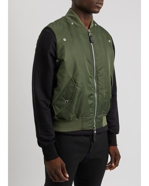Alexander McQueen Green Convertible Nylon Bomber Jacket for men