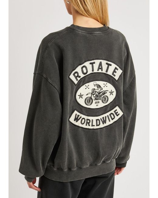 ROTATE SUNDAY Gray Enzyme Embroidered Cotton Sweatshirt
