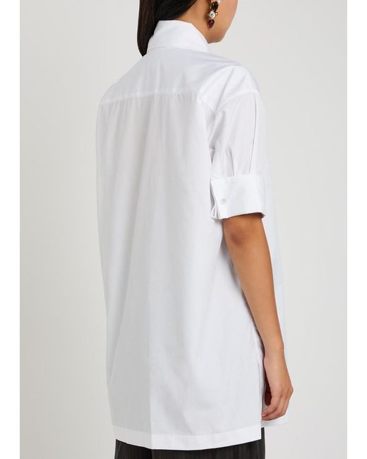 Dries Van Noten White Calma Scarf Cotton-Poplin Shirt