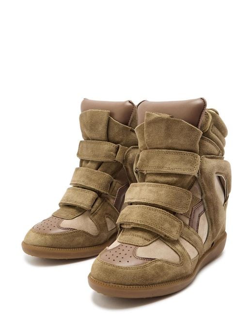 Isabel Marant Brown Bekett Panelled Leather And Suede Sneakers