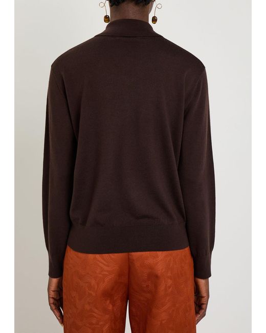 Dries Van Noten Brown Tuno Wool Polo Top