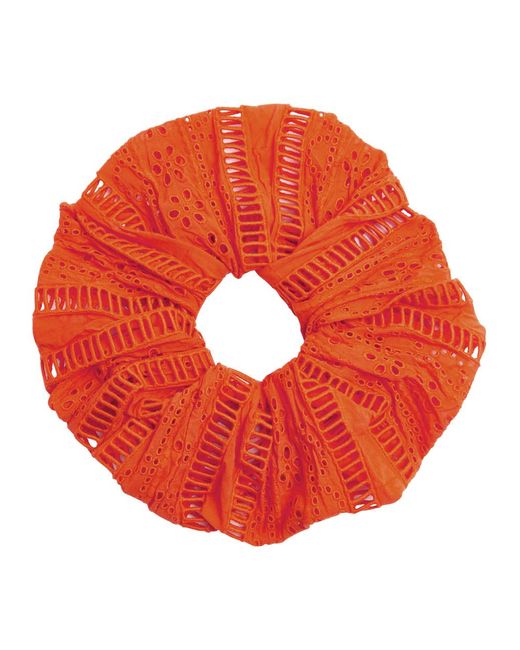 Damson Madder Orange Oversized Broderie Anglaise Cotton Scrunchie