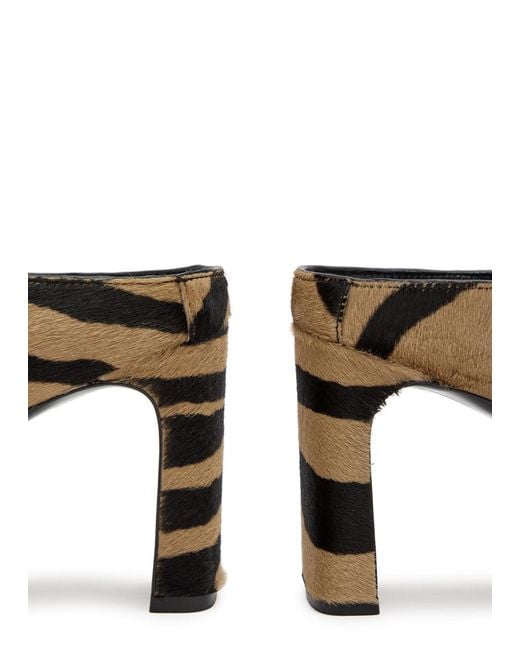 Stuart Weitzman Brown Babette 85 Zebra-Print Calf-Hair Sandals