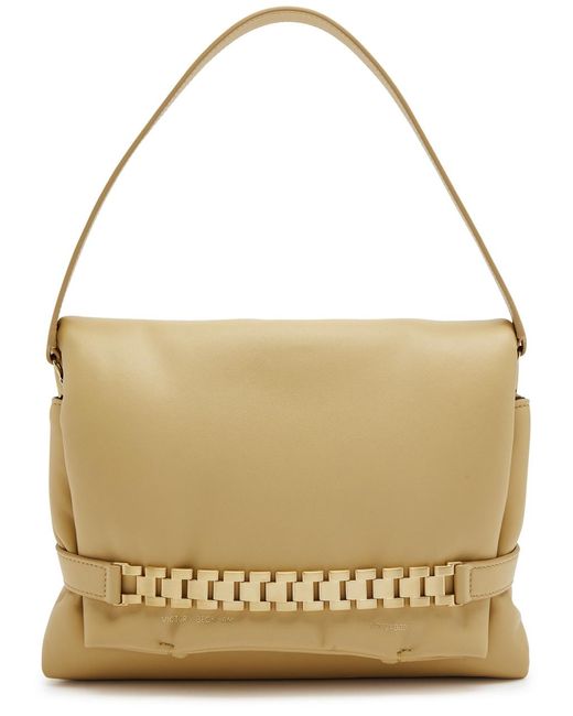 Victoria Beckham Natural Puffy Chain Leather Pouch