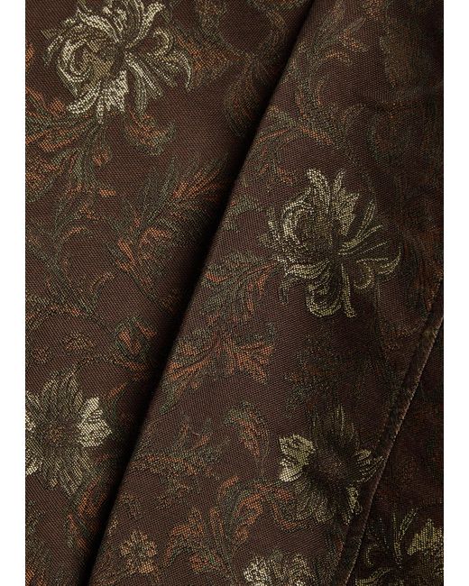 Les Deux Brown Kaleb Floral-Jacquard Woven Overshirt for men