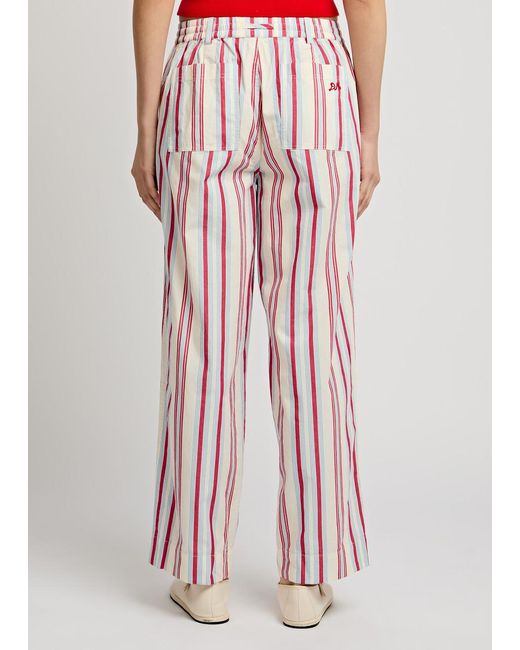 Damson Madder Red Georgia Striped Cotton Trousers