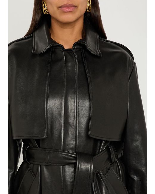 Nour Hammour Black Priya Belted Leather Jacket