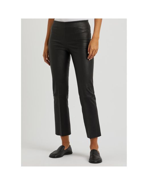 By Malene Birger Gray Florentina Cropped Leather Leggings