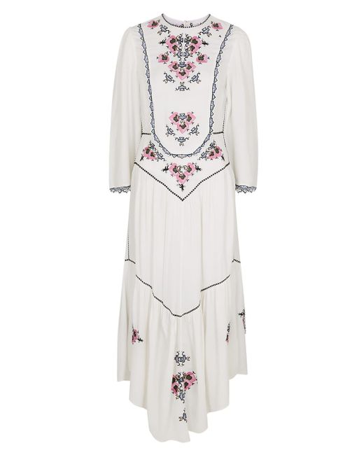 Isabel Marant Sonia Embroidered Maxi Dress in White | Lyst