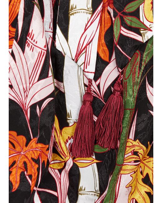 Borgo De Nor Black Una Striped Floral-jacquard Satin Jacket