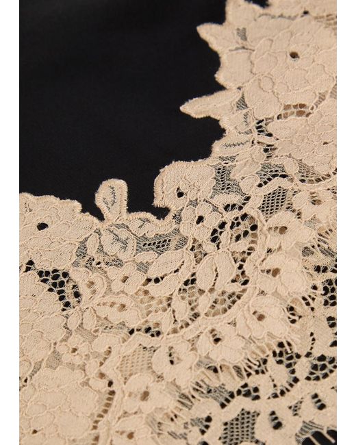 Rixo Black Ariah Lace-Trim Satin Mini Skirt