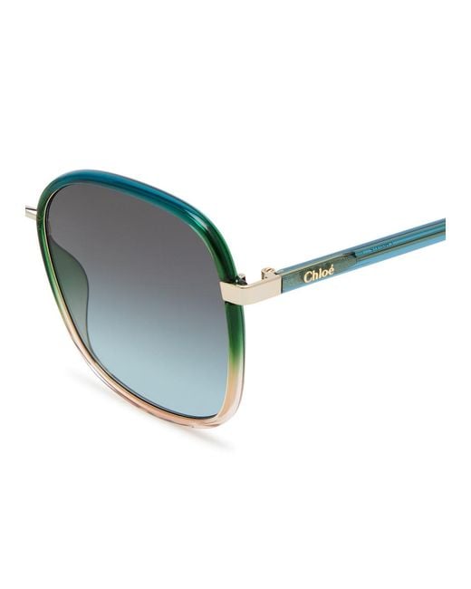 Chloé Blue Two-tone Square-frame Sunglasses