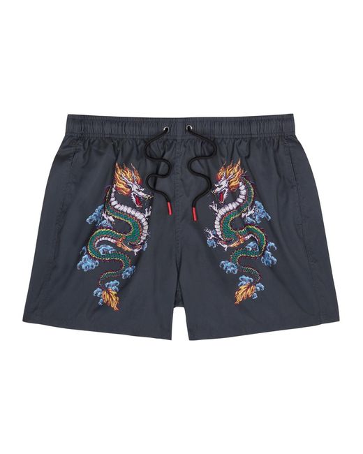 Boardies Blue Shenlong Printed Shell Swim Shorts for men