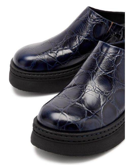 Miista Black Kristi Crocodile-Effect Leather Mules