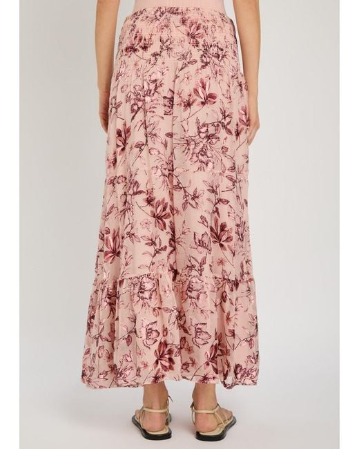 Alice + Olivia Red Stevie Devoré Chiffon Maxi Skirt