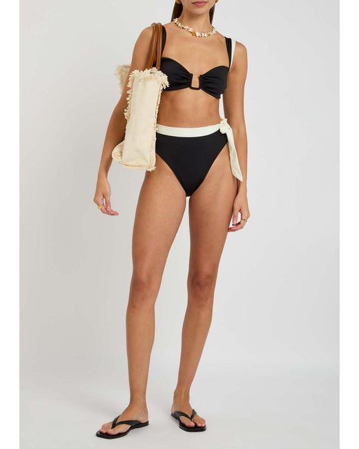 Away That Day Black Lido Unidici Designer Scoop Neck Bikini, M
