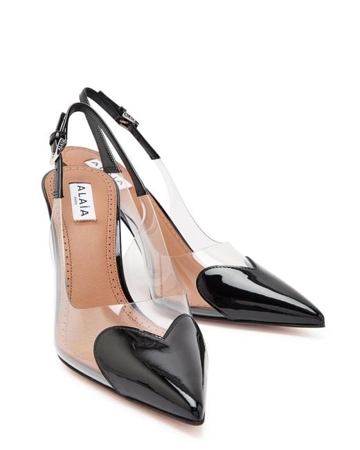 Alaïa Metallic Le Coeur 90 Patent Leather Slingback Pumps