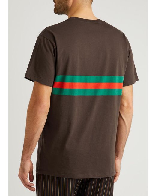 Gucci Brown Logo-print Cotton T-shirt for men