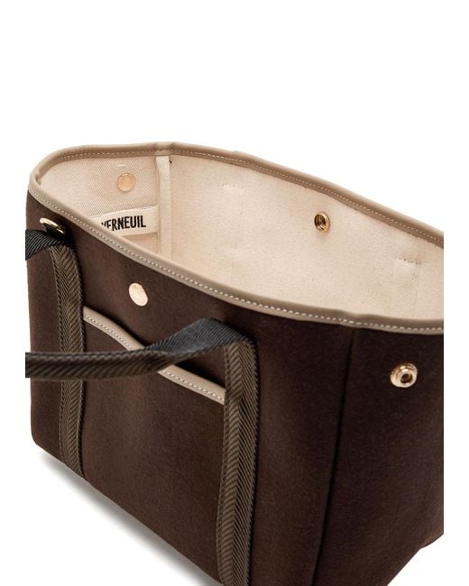 Rue de Verneuil Brown Traversée S Pockets Whip Wool Tote Bag