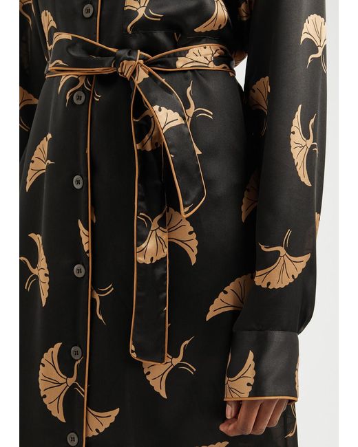 Dries Van Noten Black Doralas Printed Silk-Satin Shirt Dress