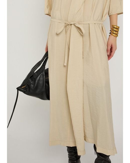Lemaire Natural Belted Brushed Silk-Blend Midi Shirt Dress