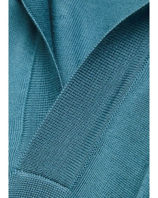 Aurélien Blue Merino Wool Polo Shirt for men