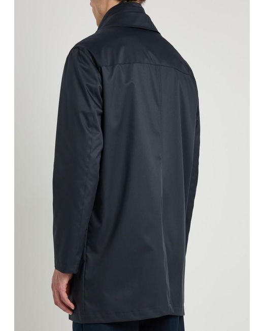 Canali Blue Layered Woven Coat for men