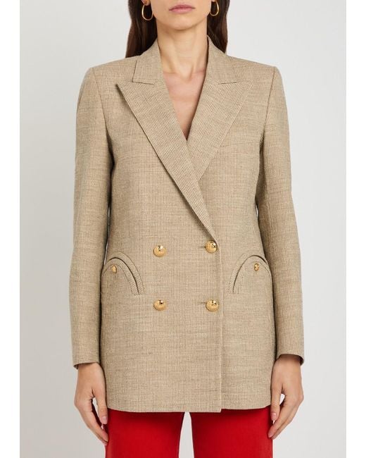 Blazé Milano Natural Marisa Double-Breasted Cotton-Blend Blazer