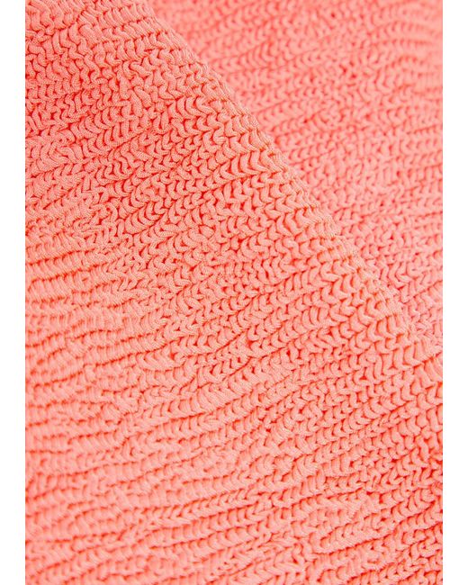 Hunza G Pink Square-Neck Crinkle Swimsuit