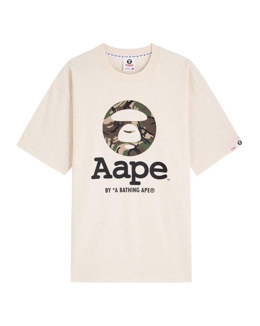 Aape White Moonface Logo-Printed Cotton T-Shirt for men