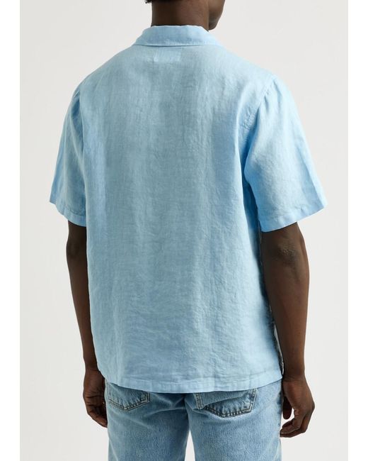 NN07 Blue Julio Linen Shirt for men