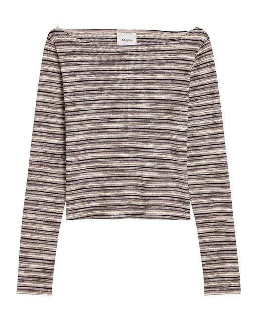 Reformation Brown Wiley Striped Fine-Knit Top