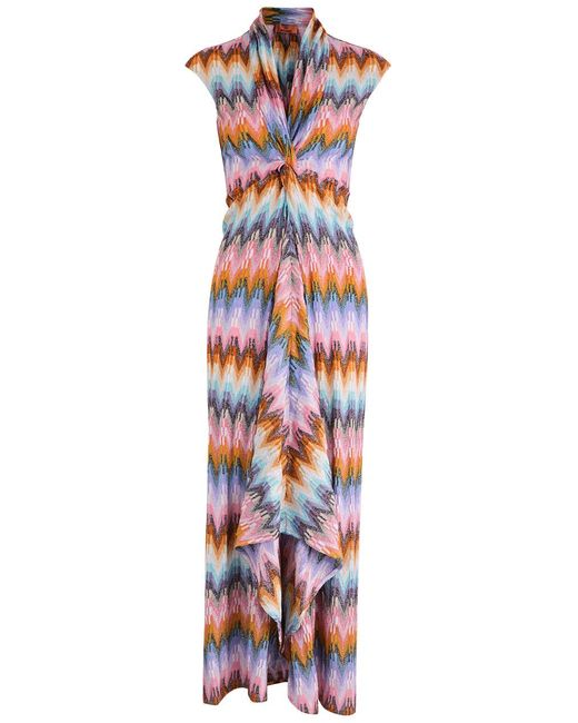 Missoni White Zigzag Metallic Fine-Knit Maxi Dress