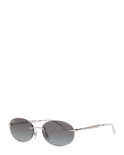 Ray-Ban White Rimless Oval-Frame Sunglasses for men