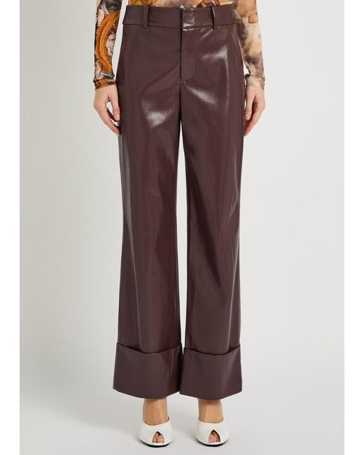 Alice + Olivia Purple Alexander Wide-Leg Faux Leather Trousers