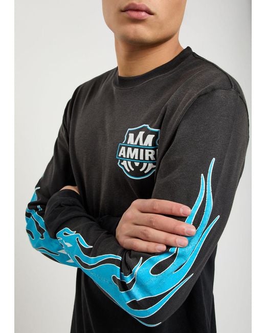 Amiri Black Eagle Flames Long Sleeve T-Shirt for men