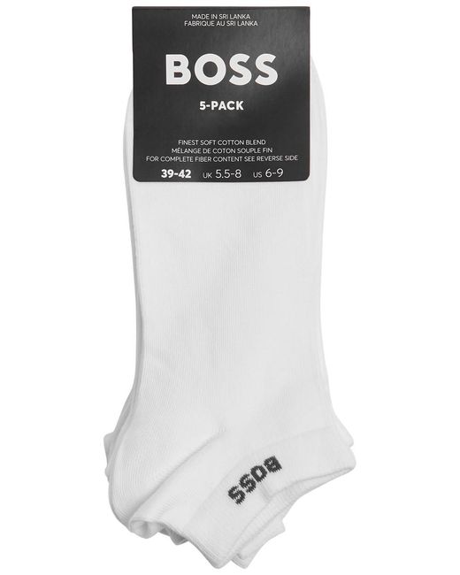 Boss White Logo Cotton-blend Socks for men