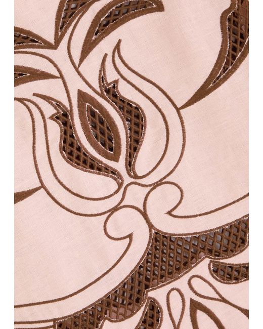 Lug Von Siga Pink Dakota Embroidered Linen Top