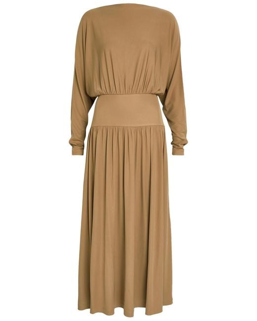 Totême Natural Gathered Crepe-Jersey Midi Dress