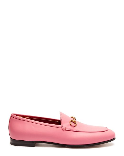 Gucci Pink Jordaan Horsebit Leather Loafers