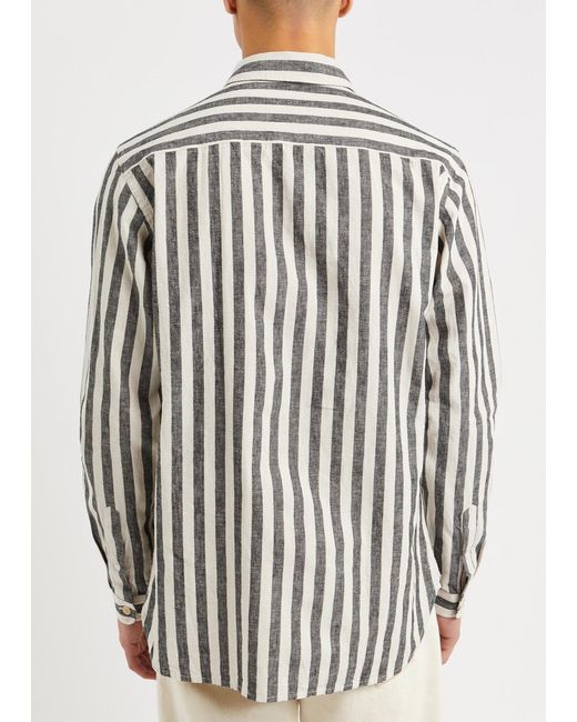 Oliver Spencer Black New York Striped Linen-blend Shirt for men