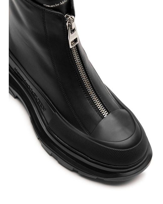 Alexander McQueen Black Logo Leather Ankle Boots