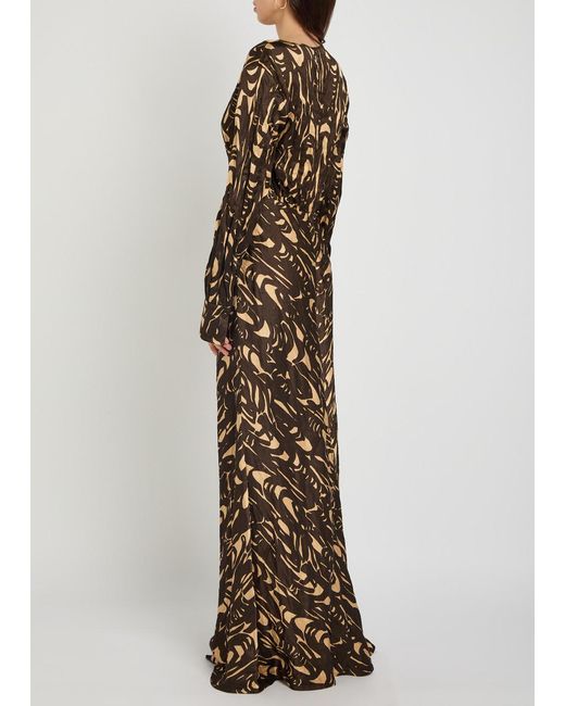 Joseph Natural Adore Printed Crinkled Satin Midi Dress