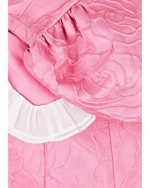 Sister Jane Pink Pop Rose Floral-jacquard Cloqué Mini Dress