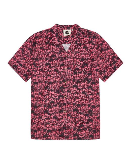 Boardies Red Skull-Print Twill Shirt for men
