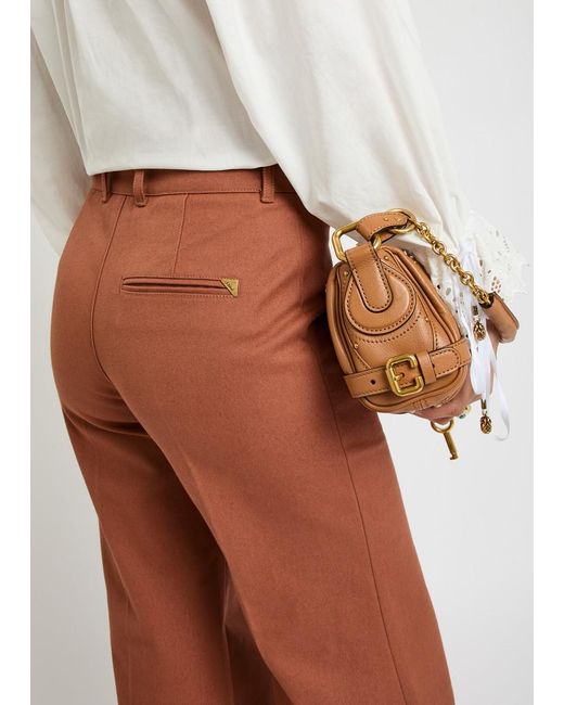 Chloé Brown Flared-Leg Canvas Trousers