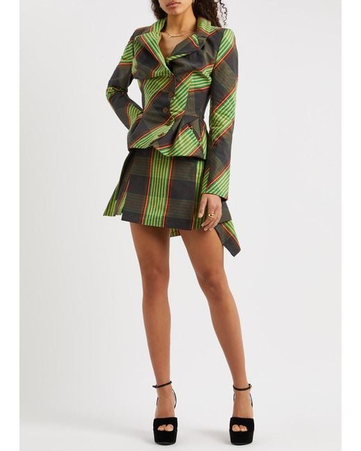 Vivienne Westwood Green Meghan Tartan Cotton-blend Mini Skirt